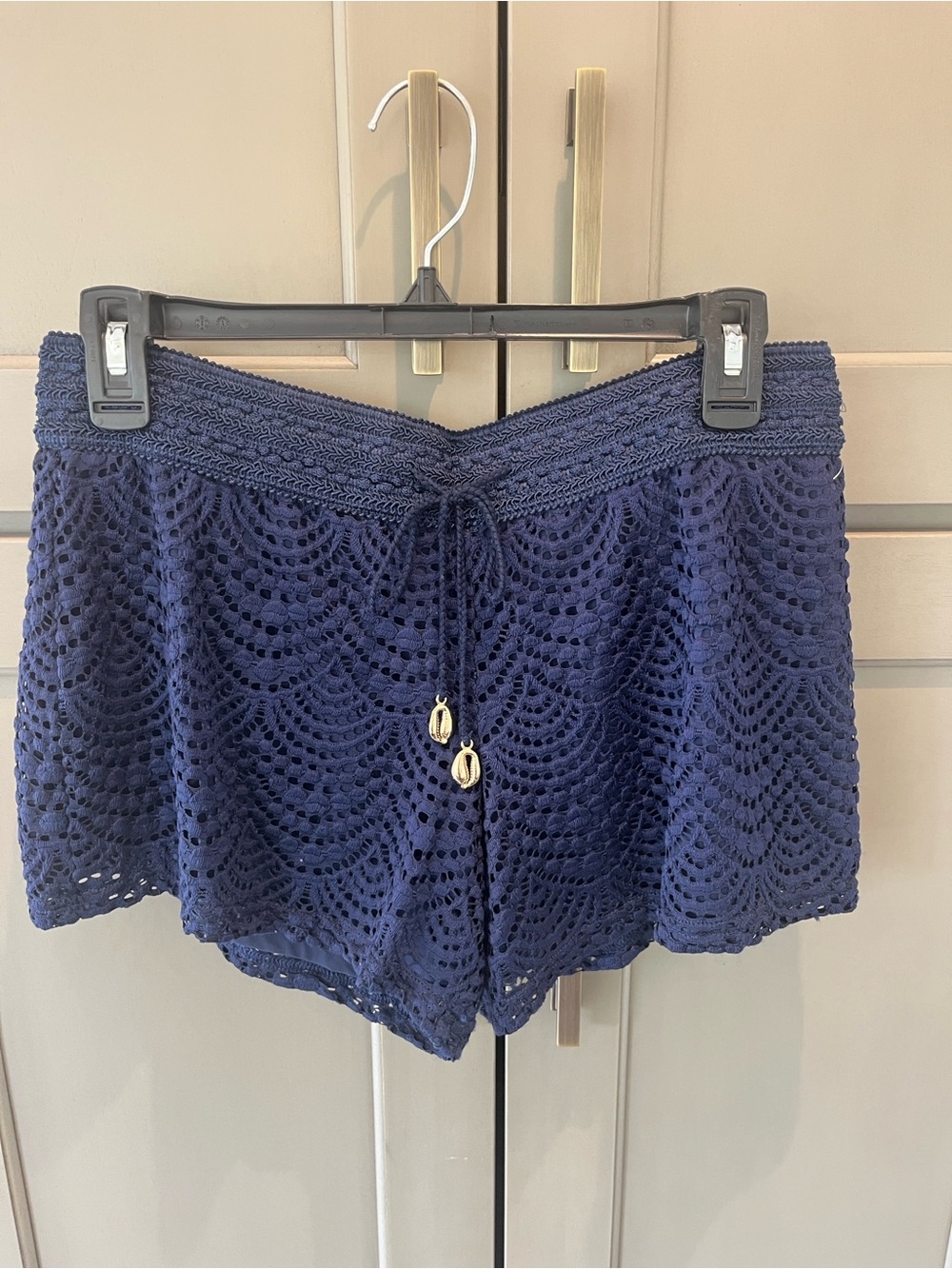 Lilly Pulitzer Claudette Short True Navy Scalloped Shell Lace Pull On Crochet S